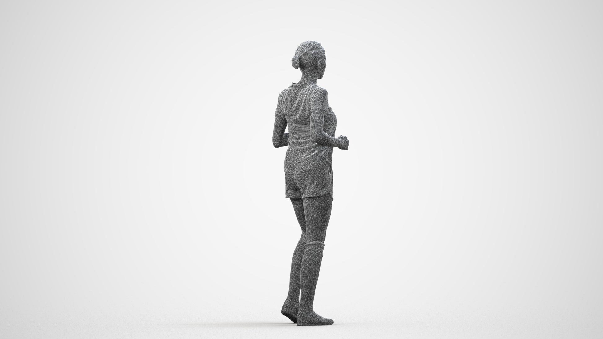 scanned 3D woman sport, photogrammetry people for Enscape and V-Ray, wireframe side view