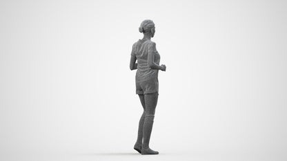 scanned 3D woman sport, photogrammetry people for Enscape and V-Ray, wireframe side view