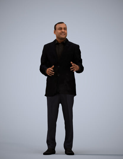 3D scanned man standing formal, photorealistic archviz people for Enscape and SketchUp