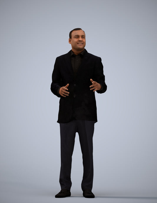 3D scanned man standing formal, photorealistic archviz people for Enscape and SketchUp