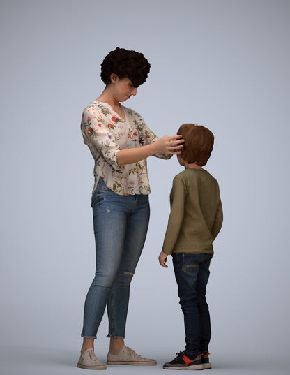 realistic 3D people girl casual kids, render-ready for V-Ray and Corona, FBX OBJ