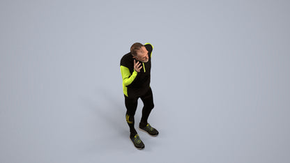 3D human model senior man sport, photogrammetry scanned person for archviz, back view render