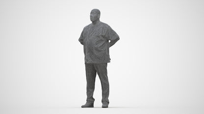 realistic 3D human man hospitality, archviz people FBX OBJ for Blender, wireframe back view
