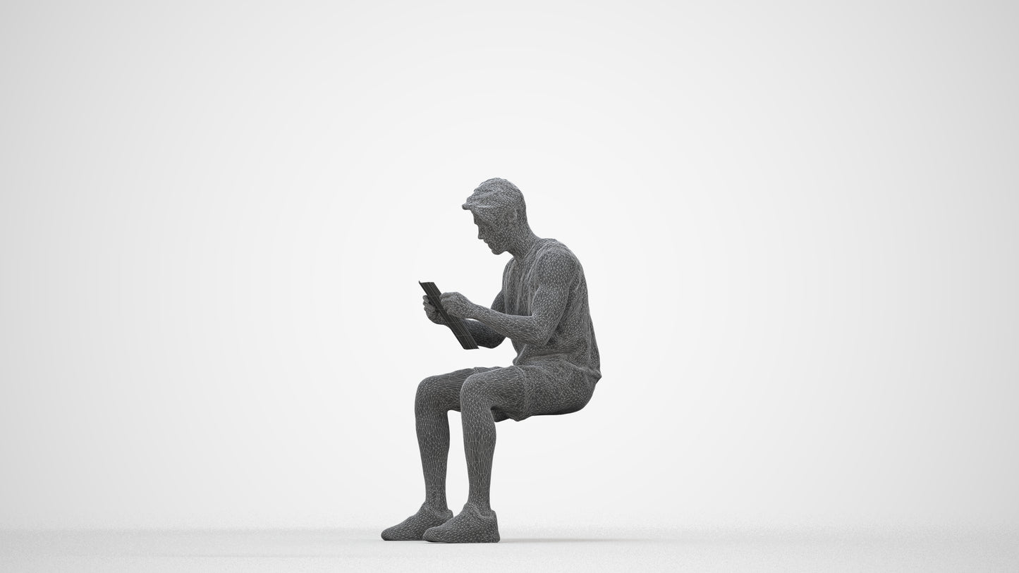 photogrammetry 3D man sport, realistic human model archviz FBX, wireframe back view