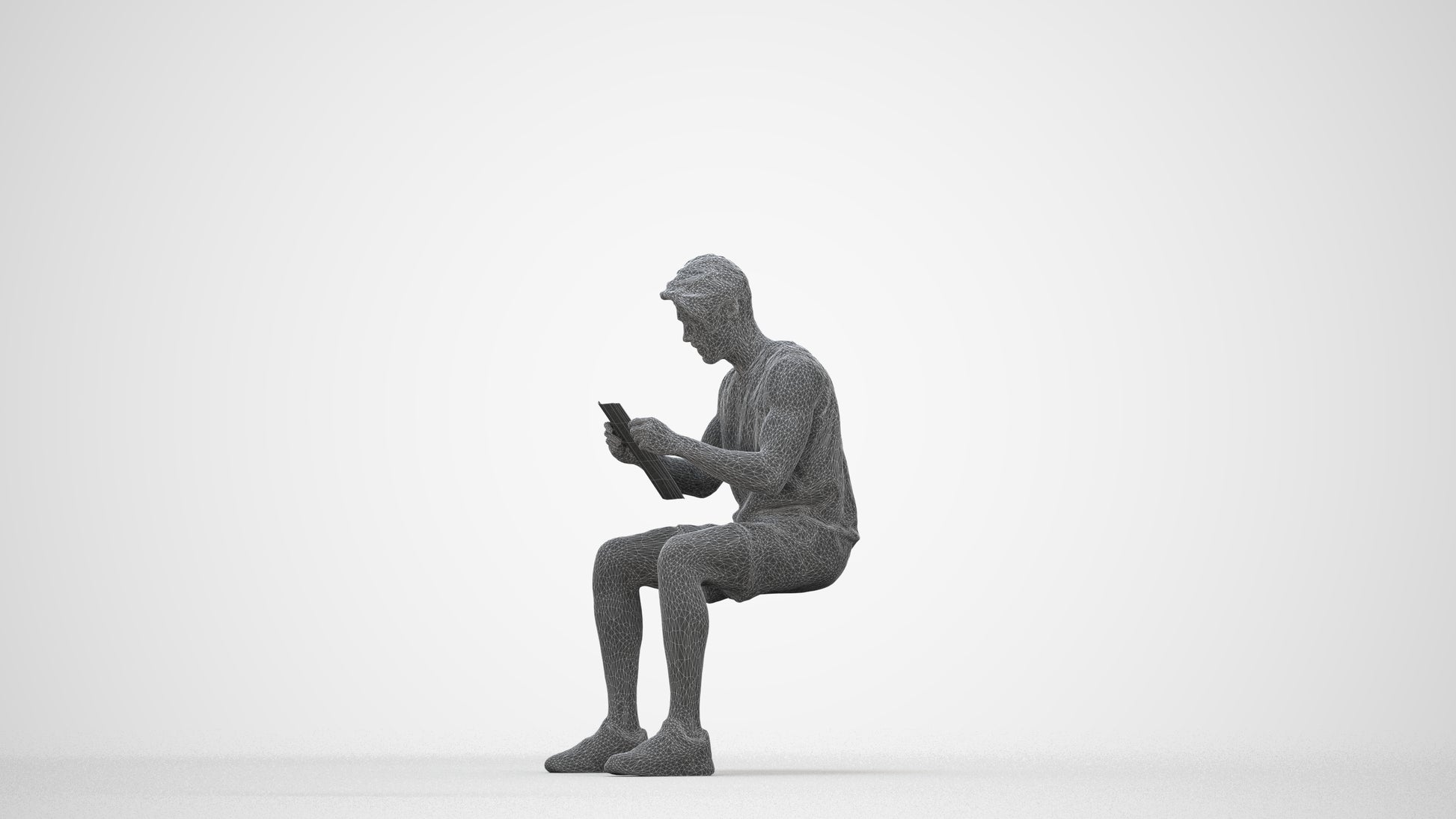photogrammetry 3D man sport, realistic human model archviz FBX, wireframe back view