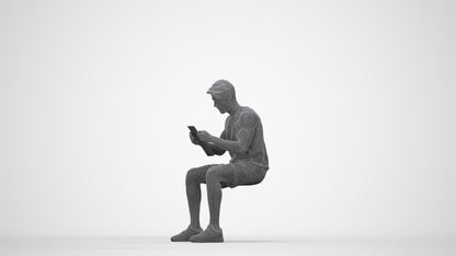 photogrammetry 3D man sport, realistic human model archviz FBX, wireframe back view