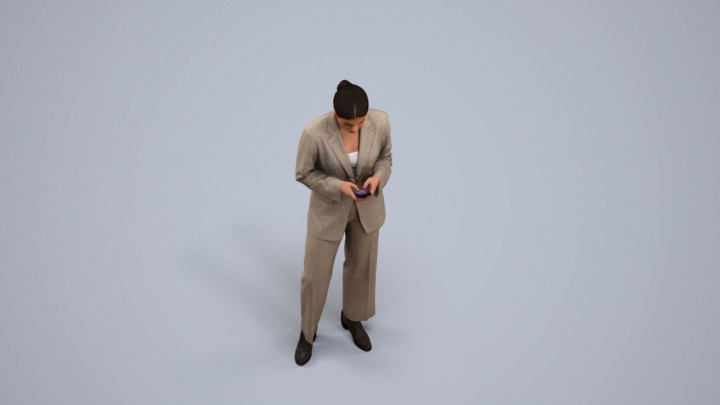 scanned 3D woman business, photogrammetry people for Enscape and V-Ray, back view render