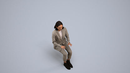 scanned 3D woman business, photogrammetry people for Enscape and V-Ray, back view render