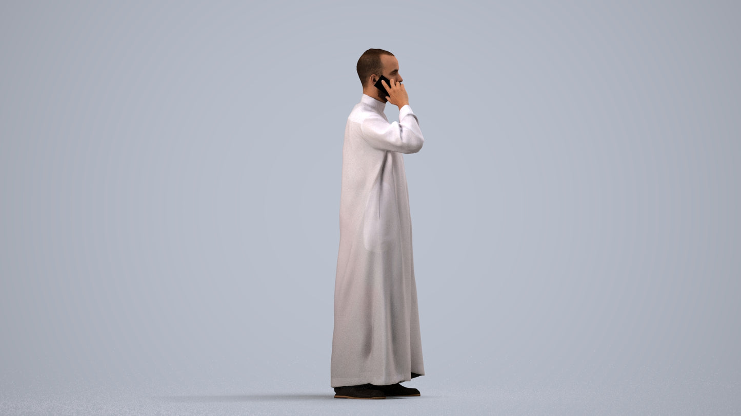 realistic 3D human man standing, archviz people FBX OBJ for Blender, side view render