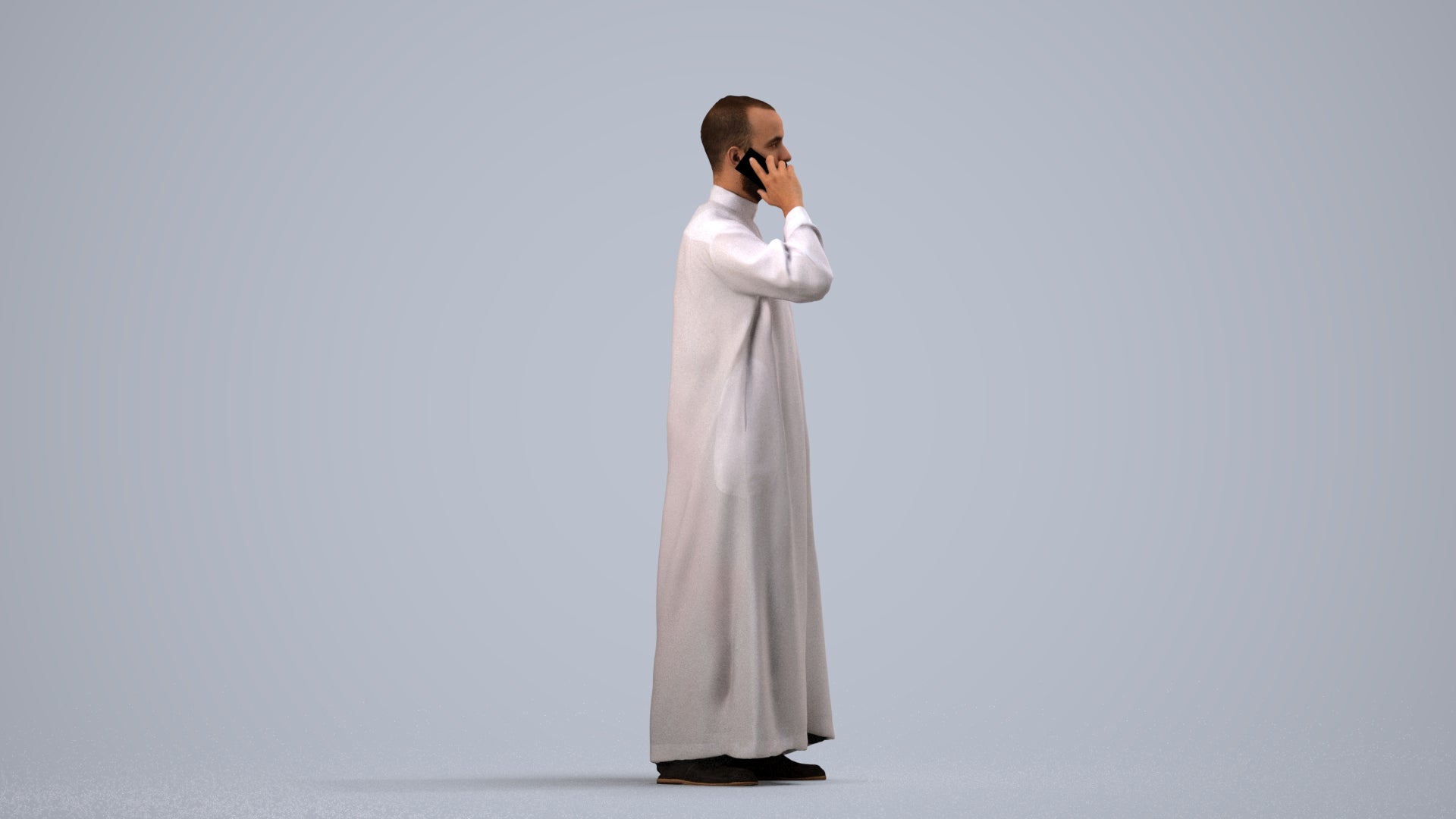 realistic 3D human man standing, archviz people FBX OBJ for Blender, side view render