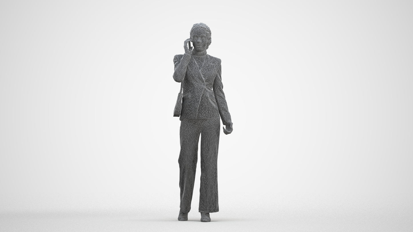 scanned 3D woman business, photogrammetry people for Enscape and V-Ray, three-quarter front view render