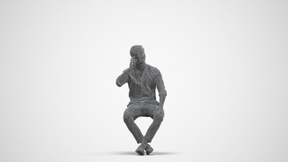 realistic 3D people man casual sitting, render-ready for V-Ray and Corona, FBX OBJ, three-quarter front view render