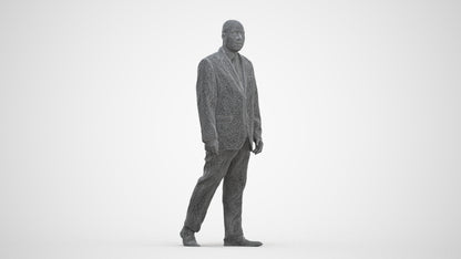 3D scanned man walking business, photorealistic archviz people for Enscape and SketchUp, three-quarter front view render