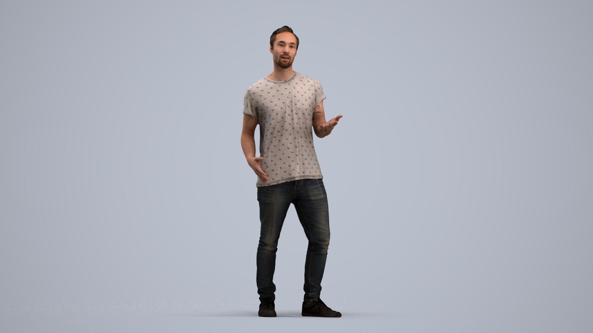realistic 3D human man casual standing, archviz people FBX OBJ for Blender, standing pose render