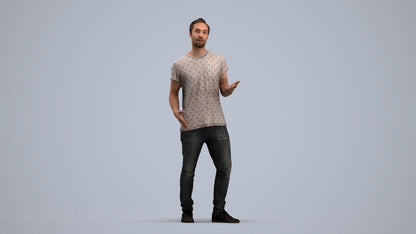 realistic 3D human man casual standing, archviz people FBX OBJ for Blender, standing pose render
