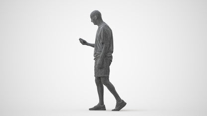 scanned 3D senior man casual walking, photogrammetry people for Enscape and V-Ray, square thumbnail