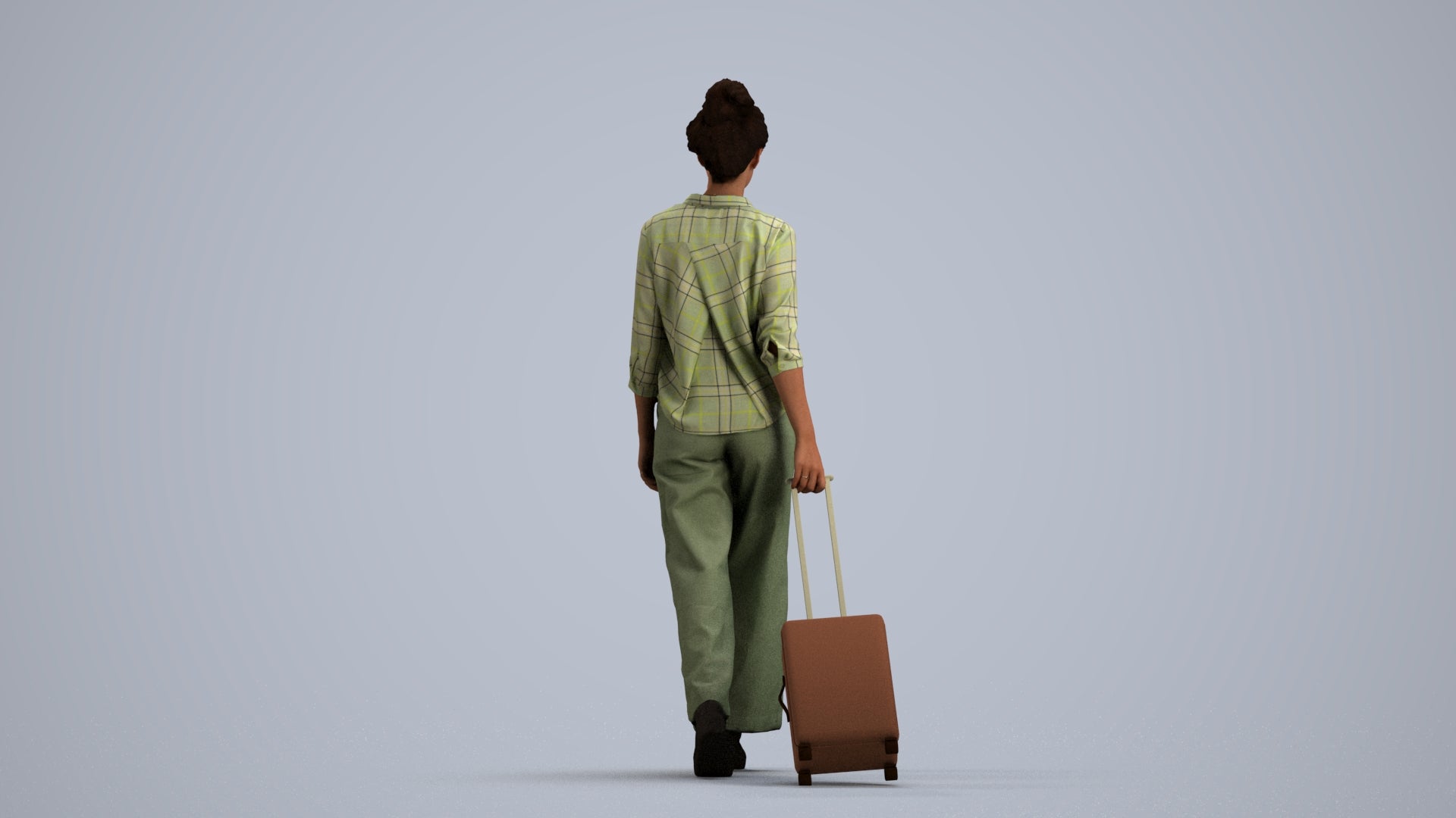photogrammetry 3D woman casual walking, realistic human model archviz FBX, front view render
