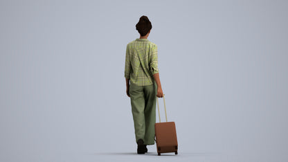 photogrammetry 3D woman casual walking, realistic human model archviz FBX, front view render