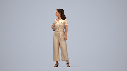 3D people model woman casual standing, scanned human for 3ds Max rendering, top-down view render