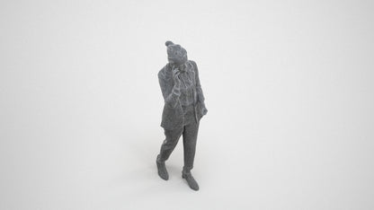 3D human model woman business, photogrammetry scanned person for archviz, wireframe three-quarter view