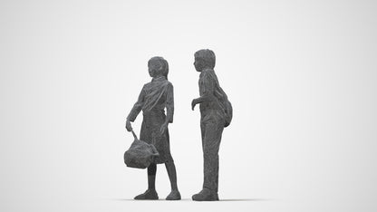 photogrammetry 3D girl kids, realistic human model archviz FBX, wireframe back view