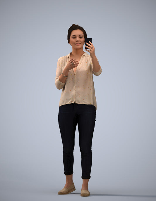 realistic 3D people woman casual standing, render-ready for V-Ray and Corona, FBX OBJ