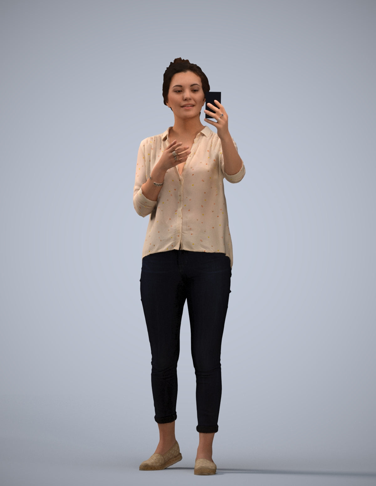 realistic 3D people woman casual standing, render-ready for V-Ray and Corona, FBX OBJ