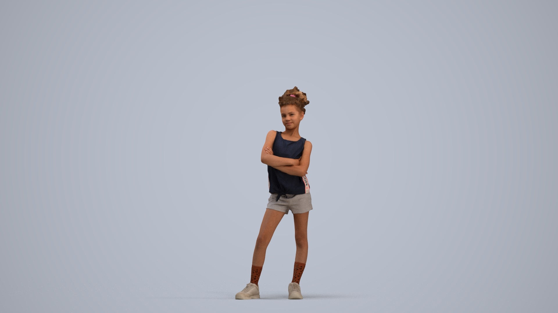 scanned 3D girl sport kids, photogrammetry people for Enscape and V-Ray, standing pose render