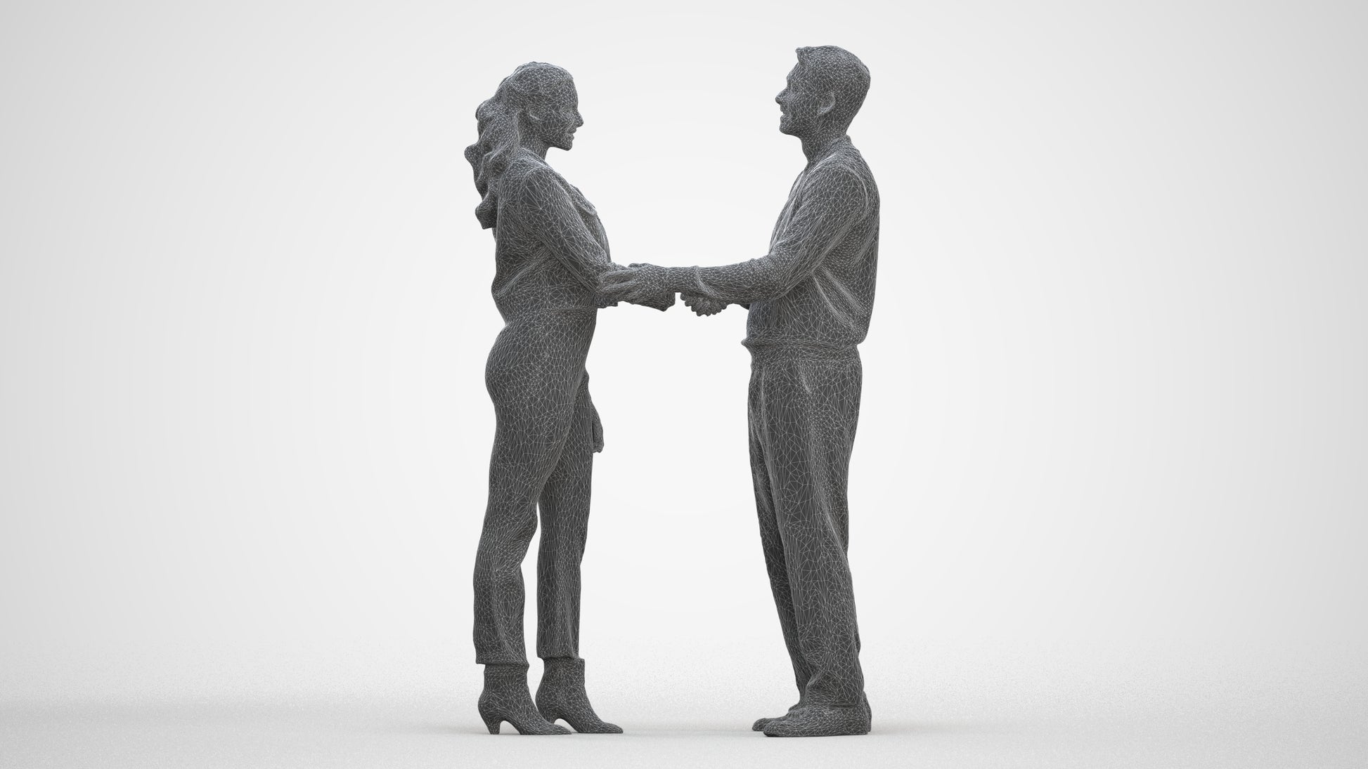 realistic 3D woman business, scanned archviz people for Blender and 3ds Max, three-quarter front view render