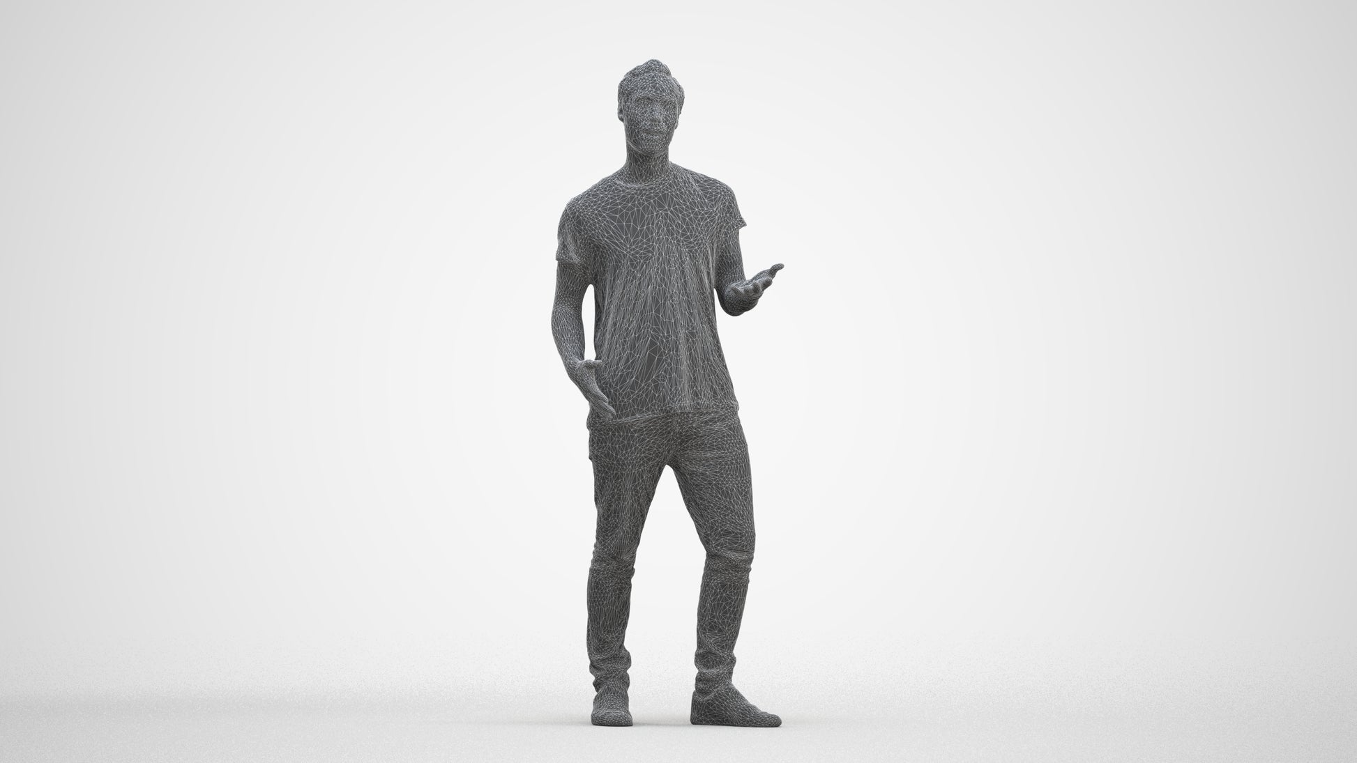 realistic 3D human man casual standing, archviz people FBX OBJ for Blender, three-quarter front view render