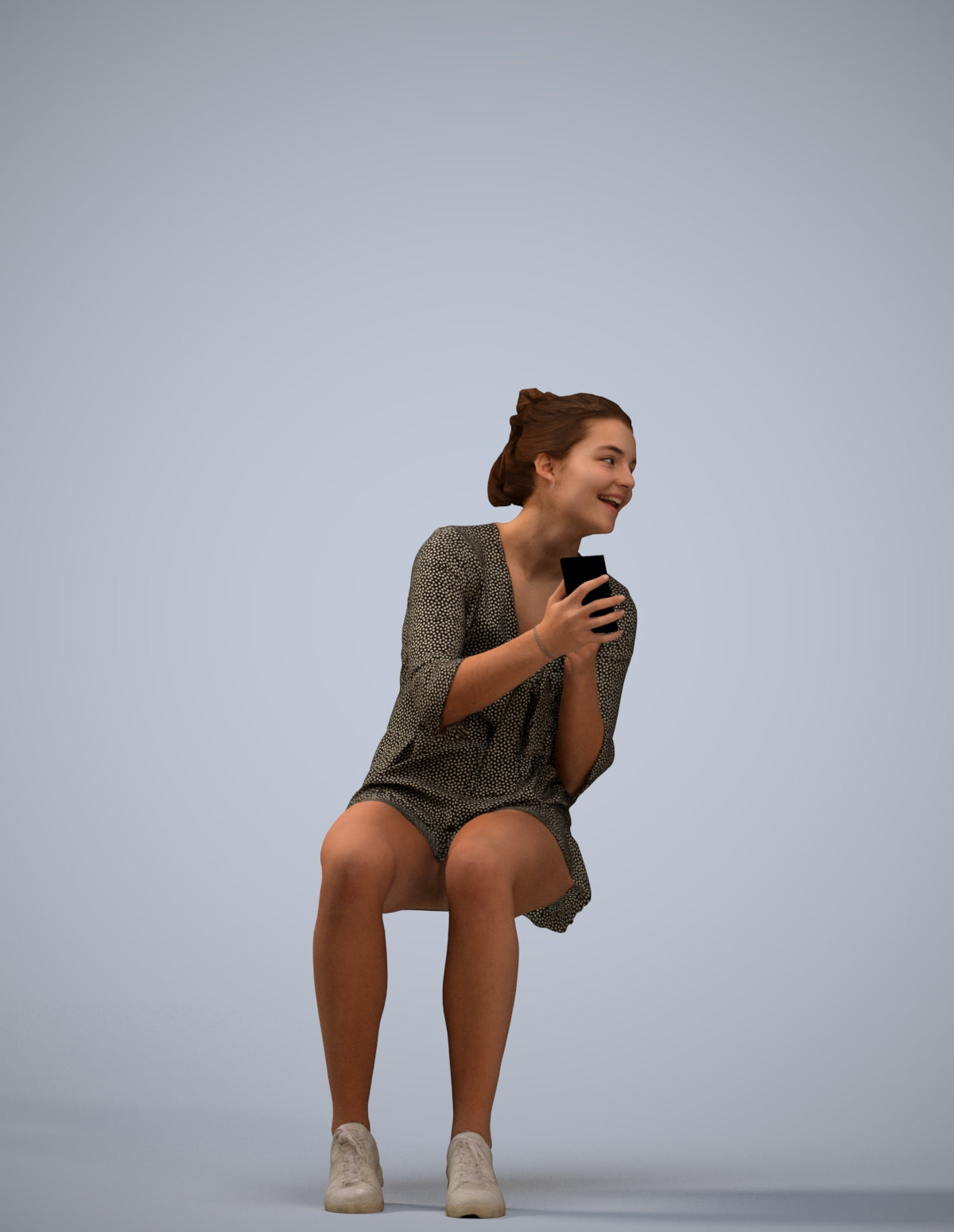 3D scanned girl kids casual, photorealistic archviz people for Enscape and SketchUp