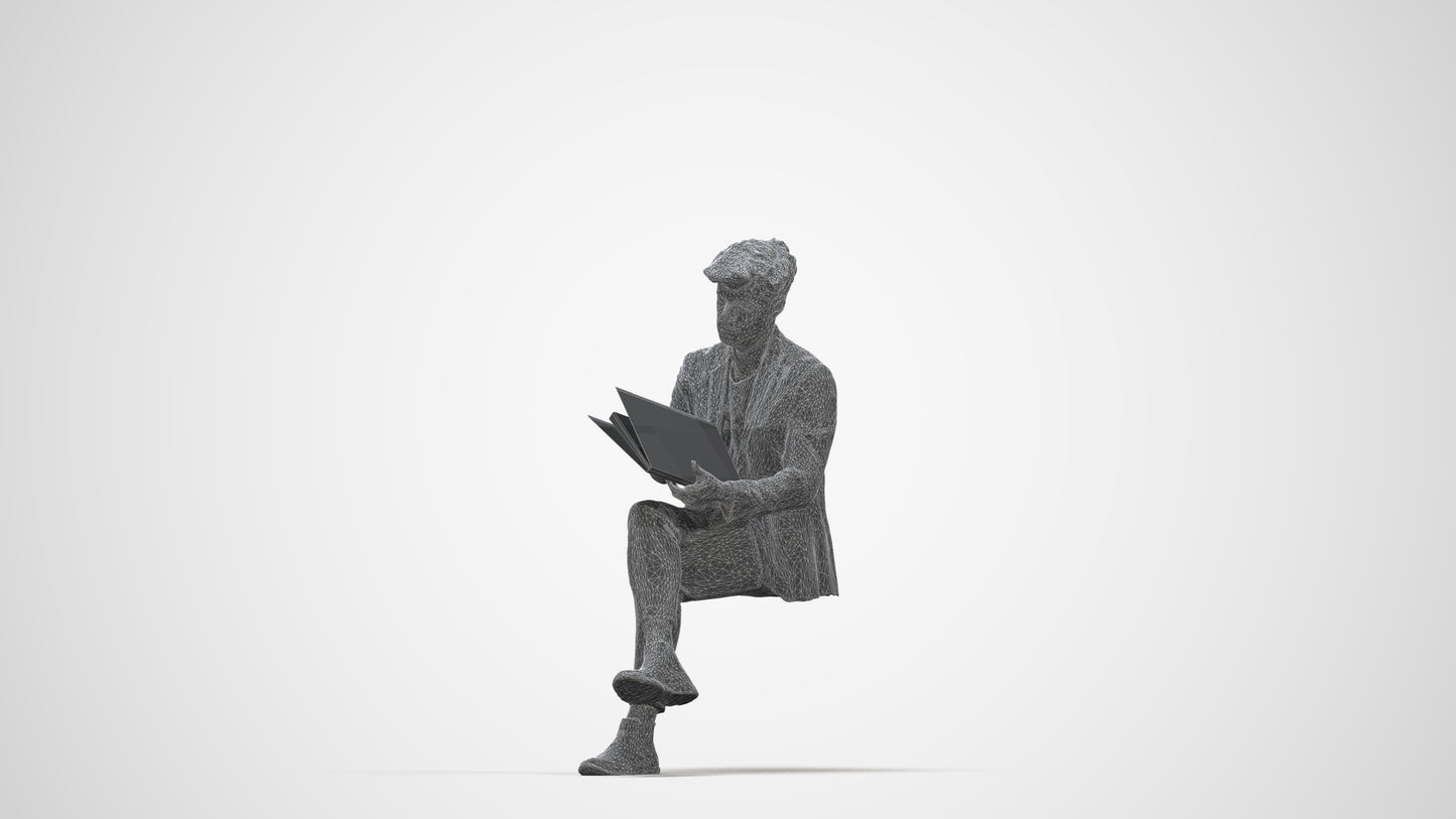 scanned 3D man business, photogrammetry people for Enscape and V-Ray, wireframe back view