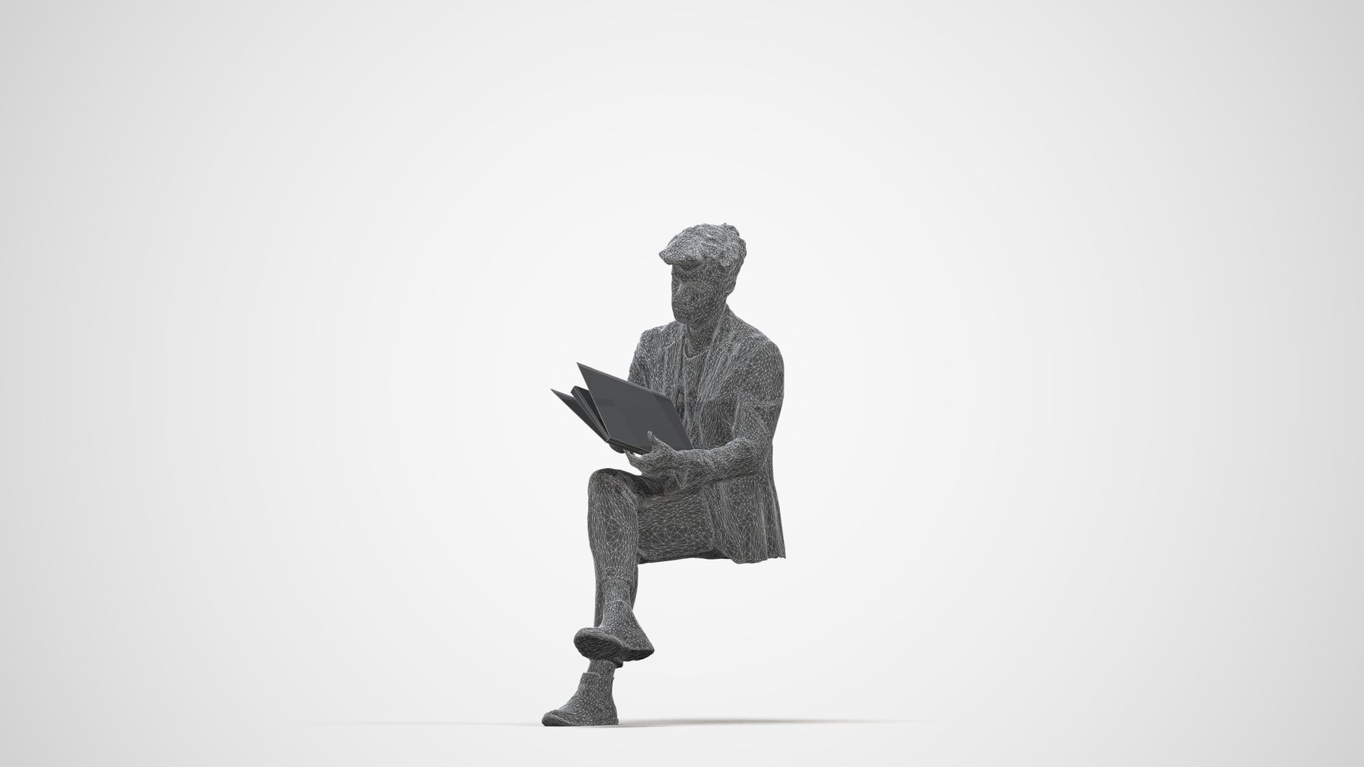 scanned 3D man business, photogrammetry people for Enscape and V-Ray, wireframe back view