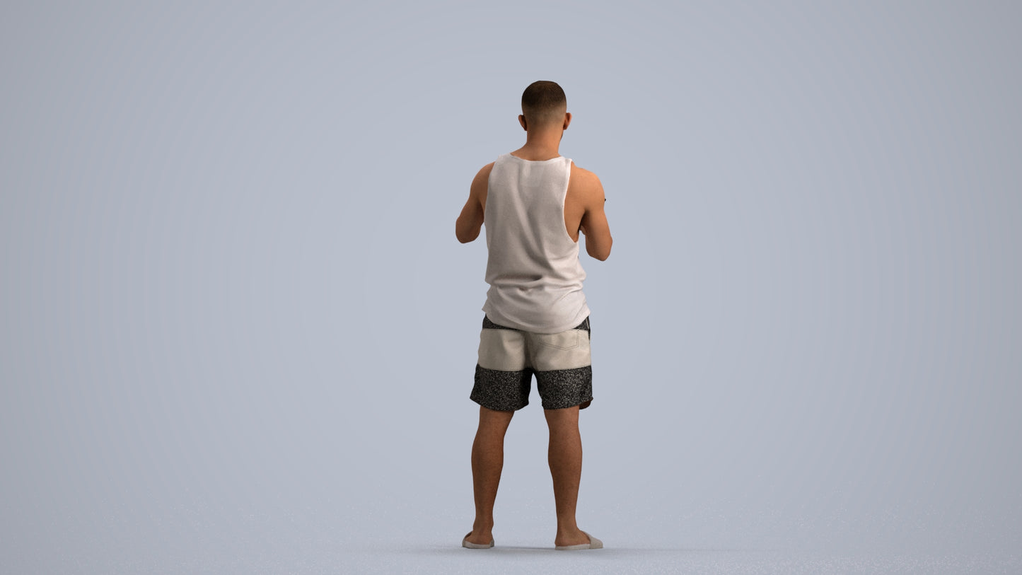 realistic 3D people man standing, render-ready for V-Ray and Corona, FBX OBJ, front view render