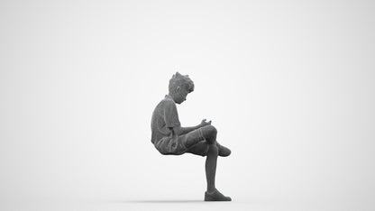 realistic 3D human boy casual kids, archviz people FBX OBJ for Blender, wireframe side view