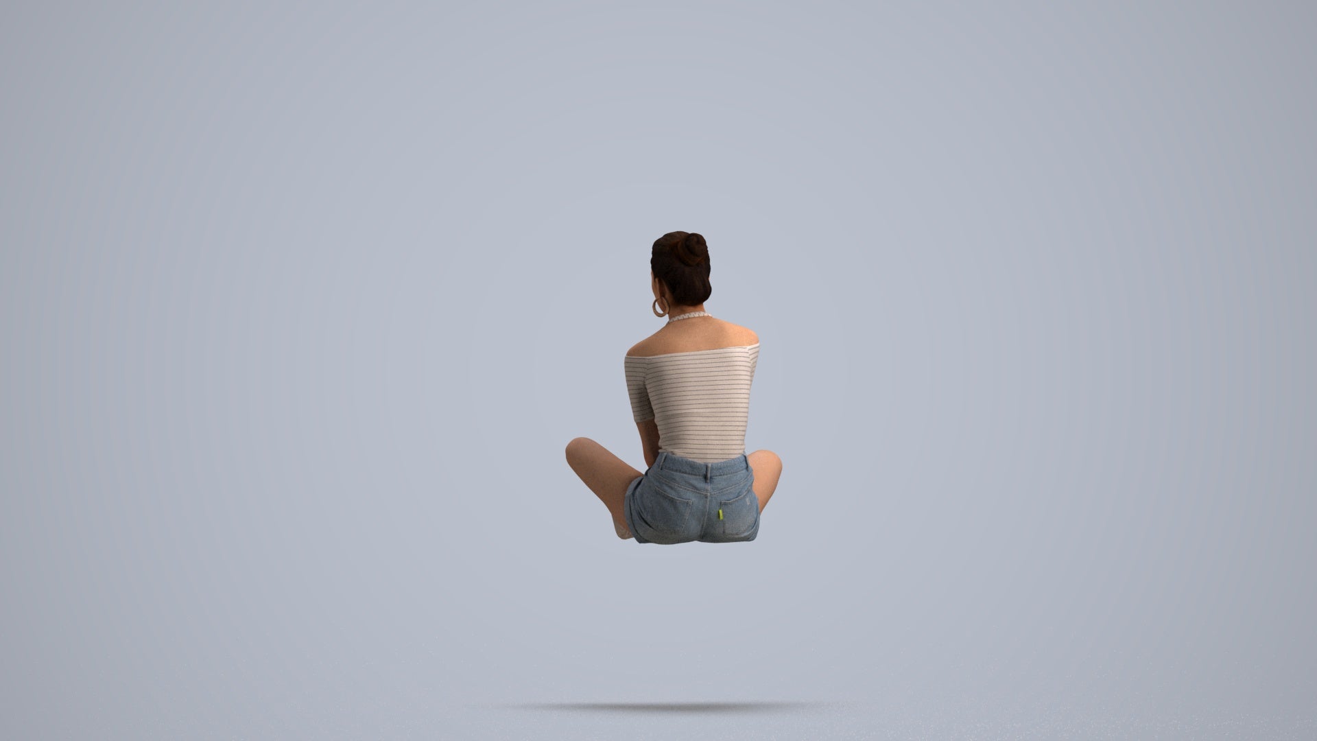 scanned 3D woman casual sitting, photogrammetry people for Enscape and V-Ray, front view render