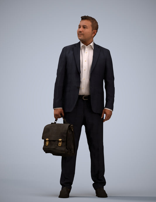 realistic 3D human man business, archviz people FBX OBJ for Blender