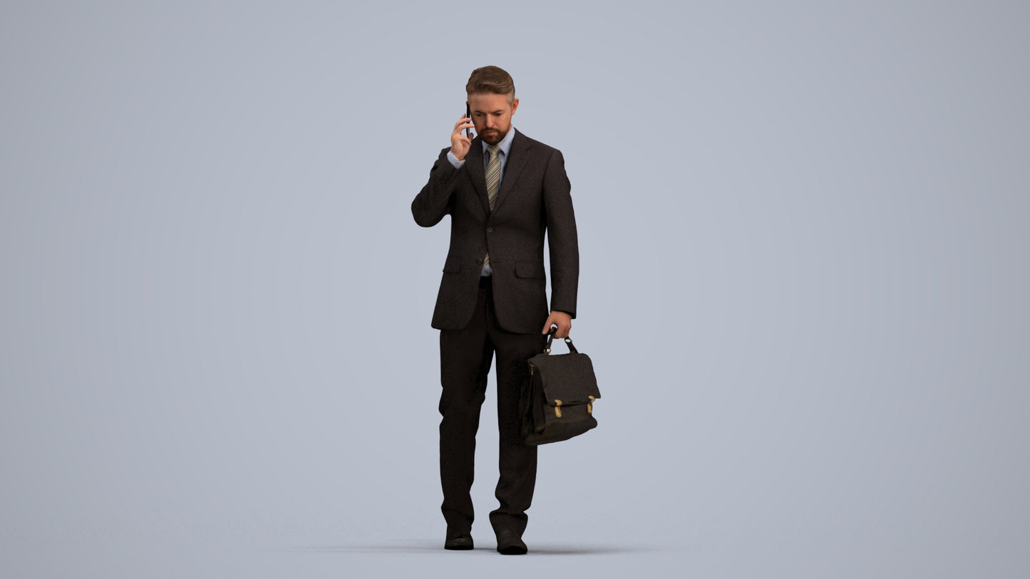 realistic 3D human man business, archviz people FBX OBJ for Blender, standing pose render