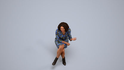 realistic 3D people woman casual sitting, render-ready for V-Ray and Corona, FBX OBJ, back view render