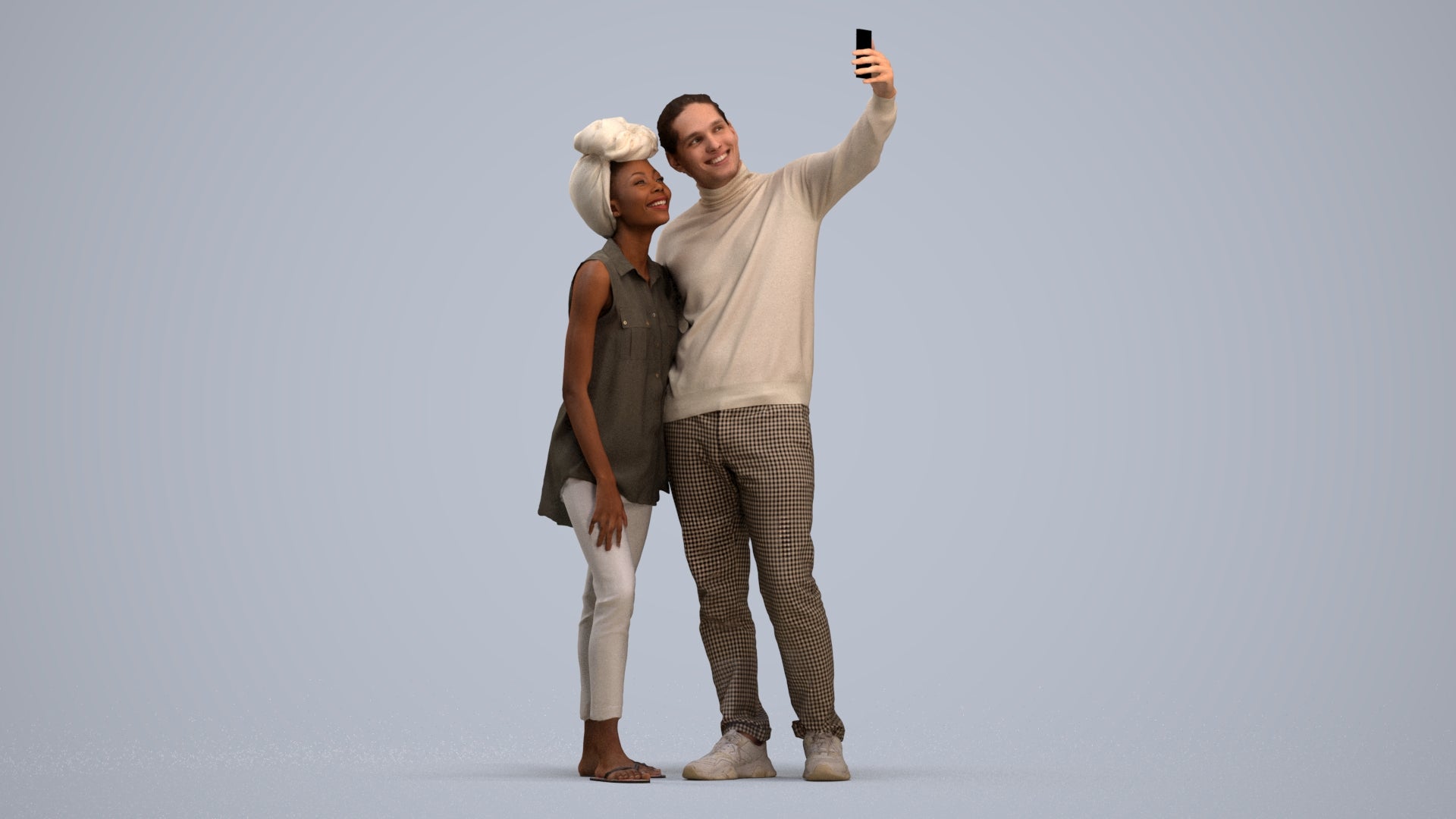 scanned 3D woman casual standing, photogrammetry people for Enscape and V-Ray, standing pose render
