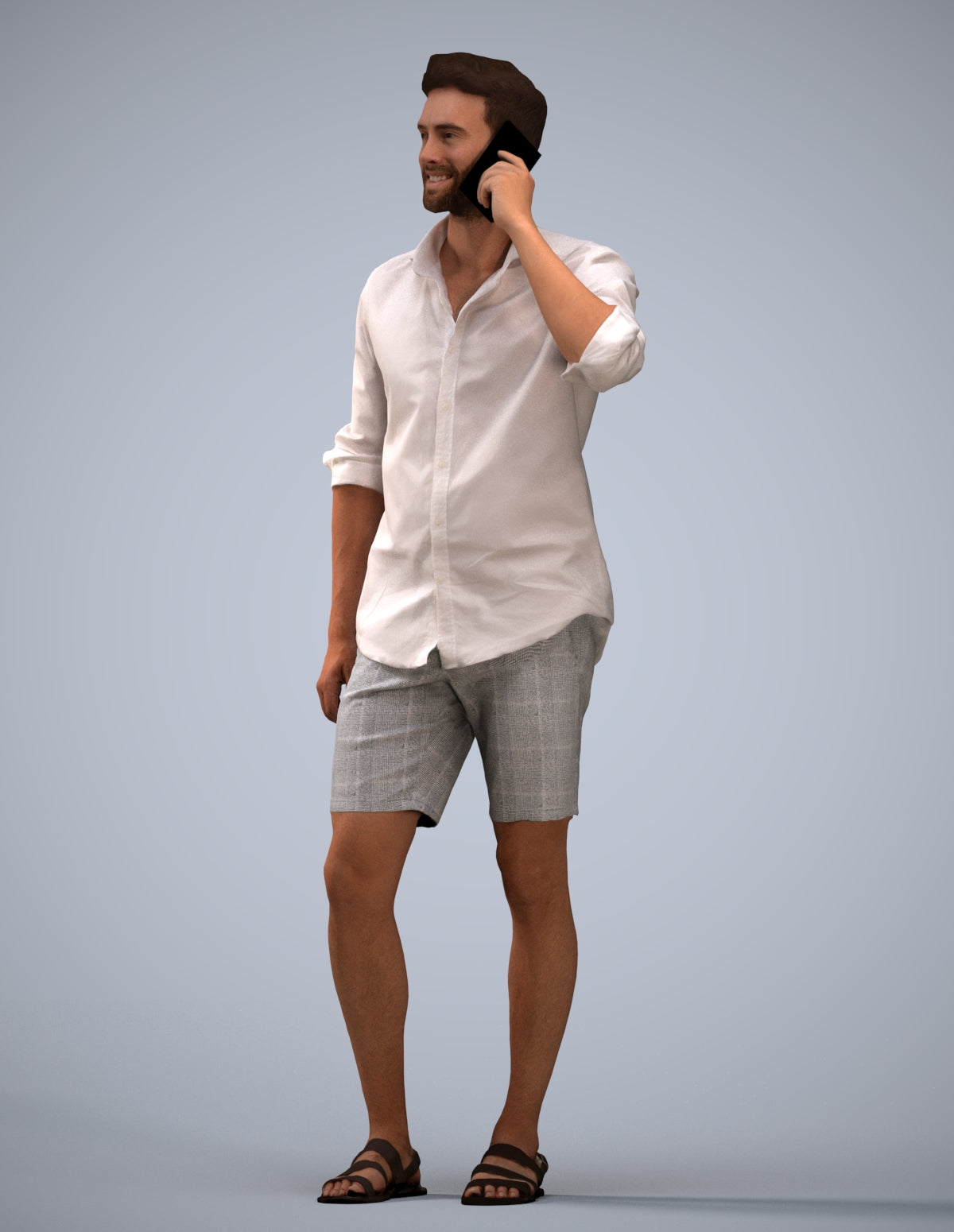 scanned 3D man casual standing, photogrammetry people for Enscape and V-Ray