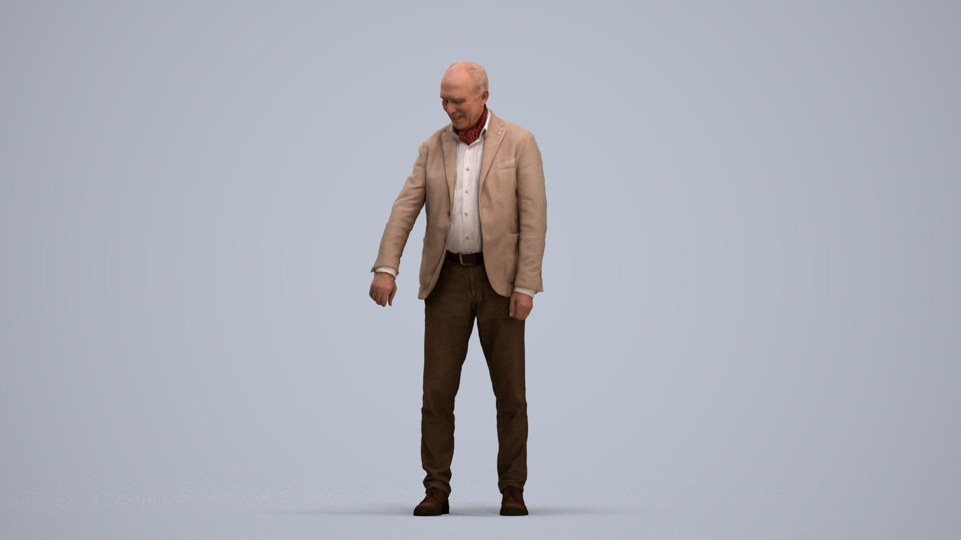 photogrammetry 3D senior man casual standing, realistic human model archviz FBX, standing pose render