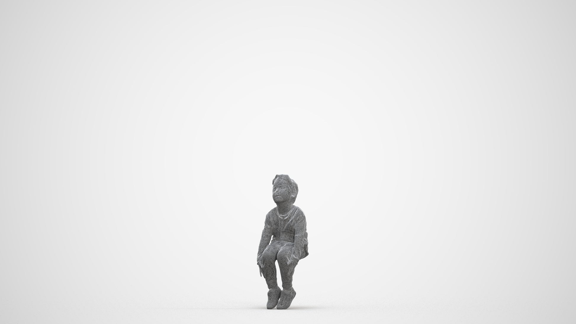 3D human model boy casual kids, photogrammetry scanned person for archviz, three-quarter front view render