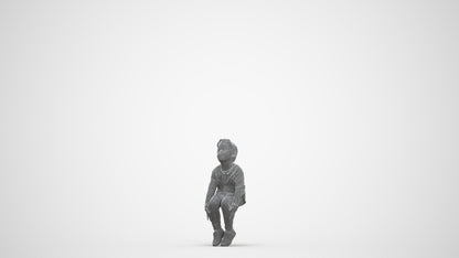 3D human model boy casual kids, photogrammetry scanned person for archviz, three-quarter front view render