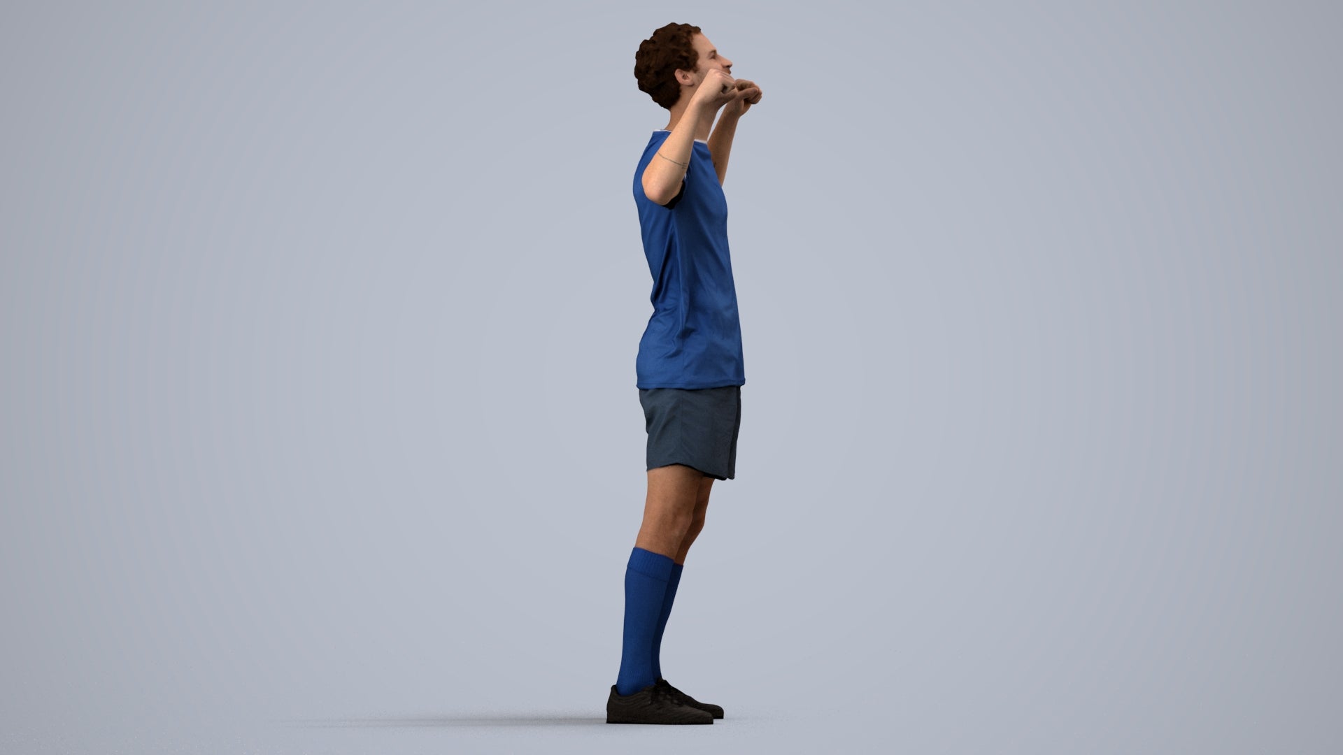 scanned 3D man sport, photogrammetry people for Enscape and V-Ray, side view render