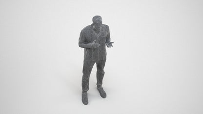 3D people model man casual standing, scanned human for 3ds Max rendering, wireframe three-quarter view