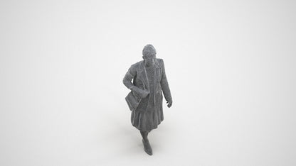 photogrammetry 3D woman business walking, realistic human model archviz FBX, wireframe three-quarter view
