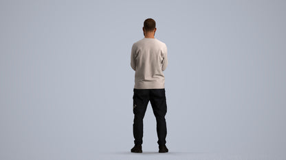 realistic 3D people man casual standing, render-ready for V-Ray and Corona, FBX OBJ, front view render