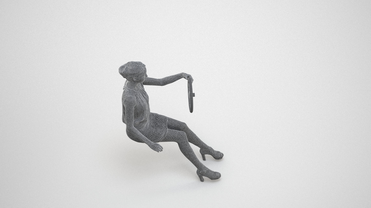 3D people model woman business mix, scanned human for 3ds Max rendering, wireframe three-quarter view