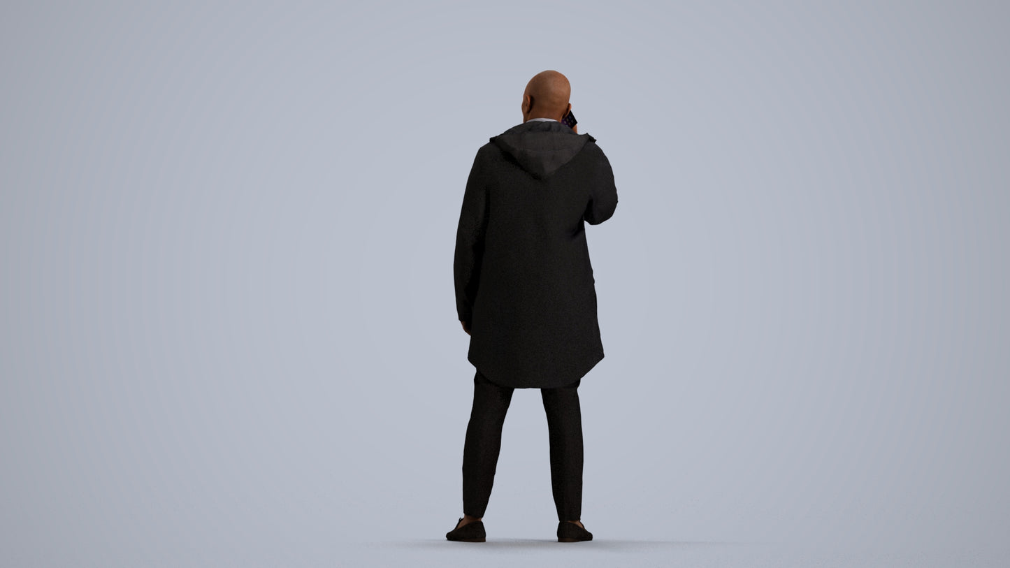 photogrammetry 3D man business standing, realistic human model archviz FBX, front view render